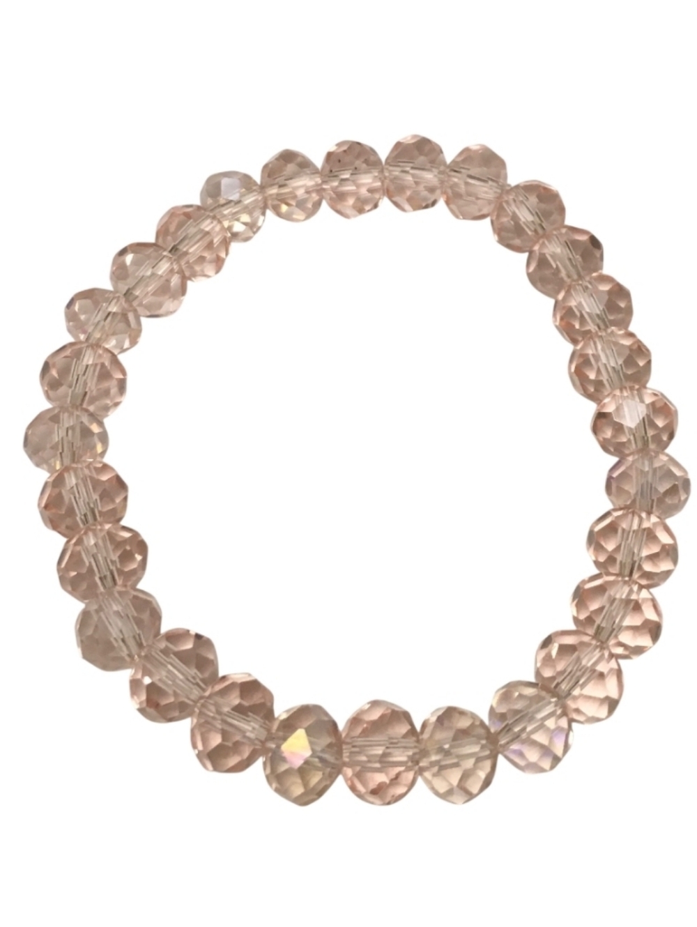Champagne Pink/Rose Crystal Beaded Stretch Bracelet 🌸